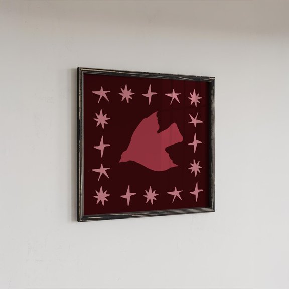 Abstract Bird Print Minimal Star Wall Art Square