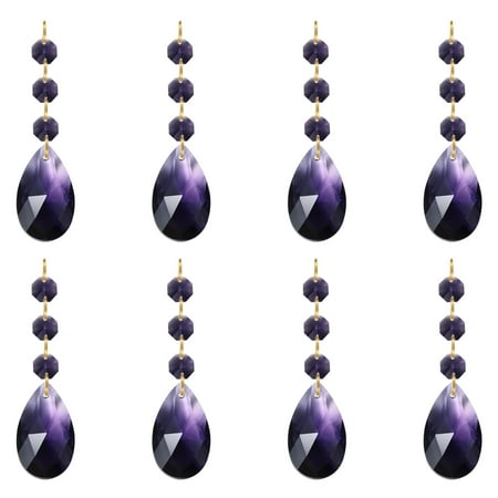 

Uxcell Teardrop Crystal Chandelier Pendants Beads 8 Pack 100mm Length 38mm Prisms Parts Beads Dark Purple