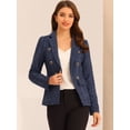 thumbnail image 2 of Disfraz de Halloween Allegra K Chaqueta de mujer elegante a cuadros Azul Oscuro XS, 2 of 6