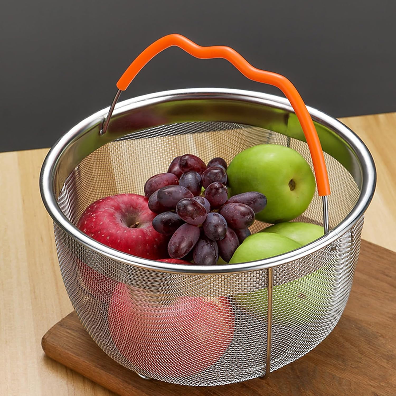 Steamer Basket for Instant Pot Accessories 6 & 8 Qt - Stainless Steel Mesh Strainer and Colander for Kitchen - Vegetable Steamer Insert with Handle for Cooking Broccoli, Eggs, Pasta - Silver