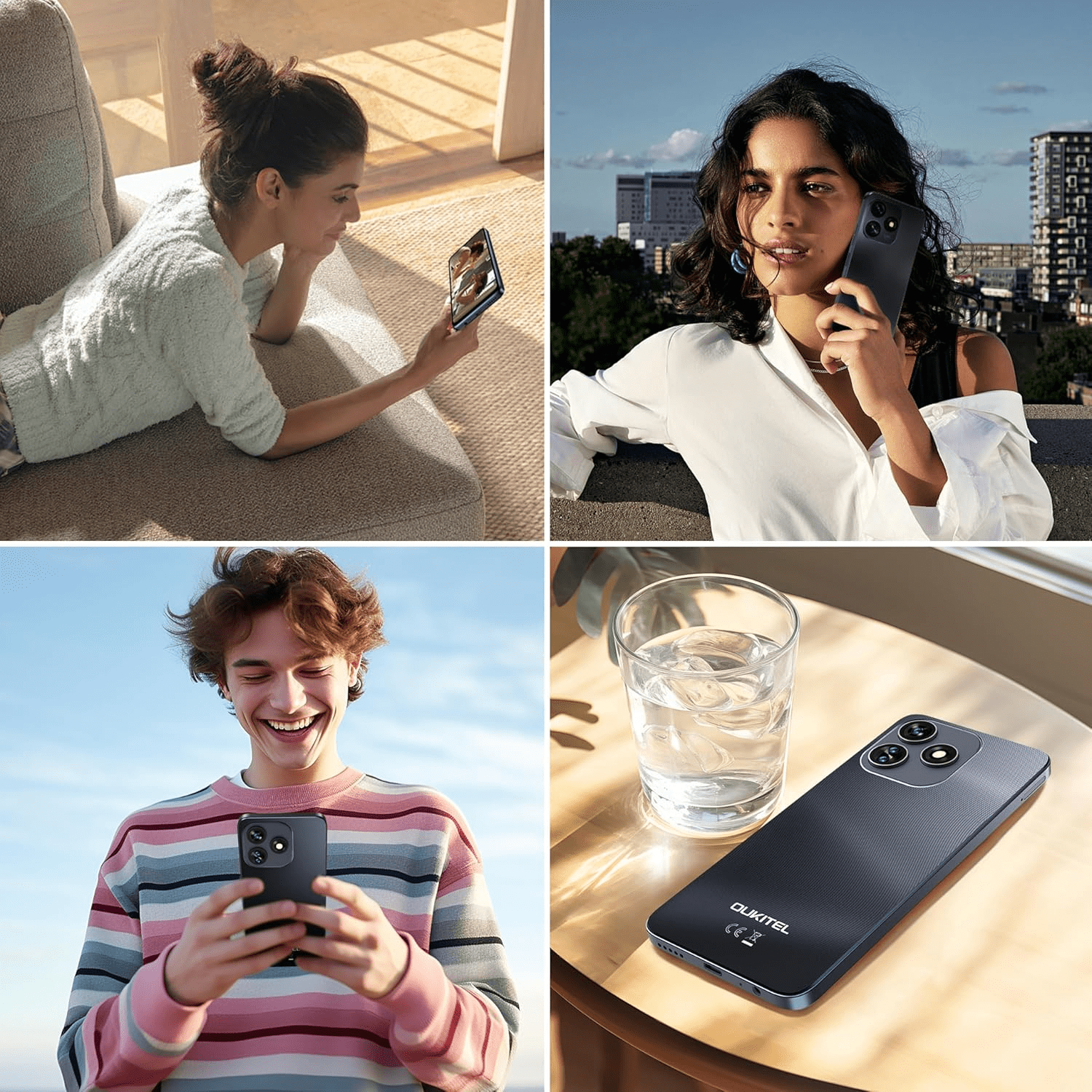 OUKITEL C51 Unlocked Cell Phone - 16GB+128GB/SD 1TB Android 14 Phones, 6.8" HD+ Screen, 5150mAh Battery Mobile Phones, 13MP+5MP Camera, Three Slots, Face ID/Fingerprint, GPS, OTG, T-Mobile