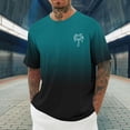 thumbnail image 2 of Mens Camisas de Manga Corta Impresión Casual Deportes Cuello Redondo Blusa, Poliéster Ligero para la Primavera Verano Al Aire Libre Uso Diario, 2 of 4