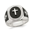 thumbnail image 1 of Mens Sterling Silver Black Agate Ring Cross Ring, 1 of 5