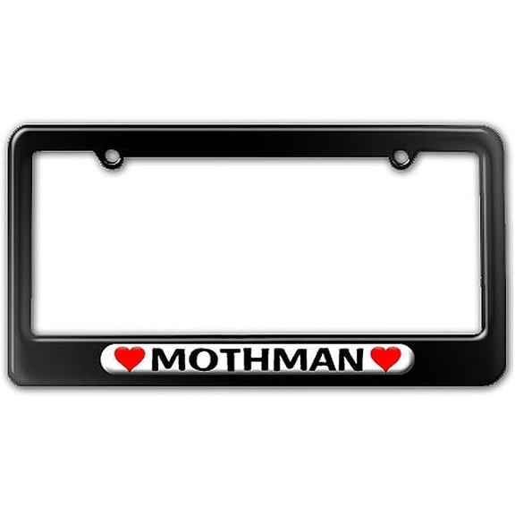 Mothman Love with Hearts License Plate Frame