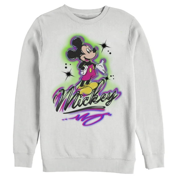 Men's Mickey & Friends Airbrushed Signature Sweatshirt White Medium
