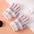 thumbnail image 3 of SPRING PARK 1 Pair Kids Winter Gloves Striped Full Finger Knitted Gloves Warm Stretchy for Boys Girls For 3-8 Years Boys Girls, 3 of 5