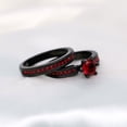 thumbnail image 2 of GYVAIN Black Gold Plated Red 1CT CZ Women Wedding Ring Sets Engagement Ring for Woman, 2 of 6