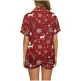 thumbnail image 3 of VBTAPA Women Christmas Pajamas Shorts Sets Xmas Printed Short Sleeve Button Down Shirt and Shorts Matching Lounge Set 2 Piece Pjs Sleepwear Multicolor#29 M, 3 of 8