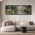 thumbnail image 2 of Large Framed Canvas Print Serene Swans on a Tranquil River Wall Art Decorative Ready to Hang Painting for Living room Bedroom - 60"x20" Black Frame, 2 of 9