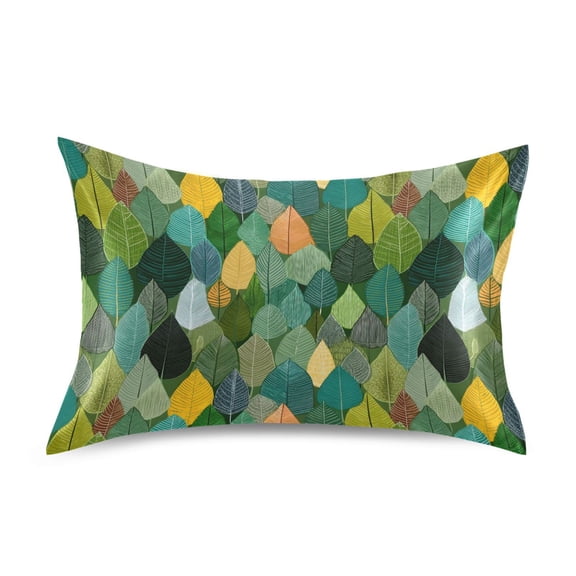 Ryvnso Satin Pillowcase Leaves Green Pillow Cases Standard Size 26x20in