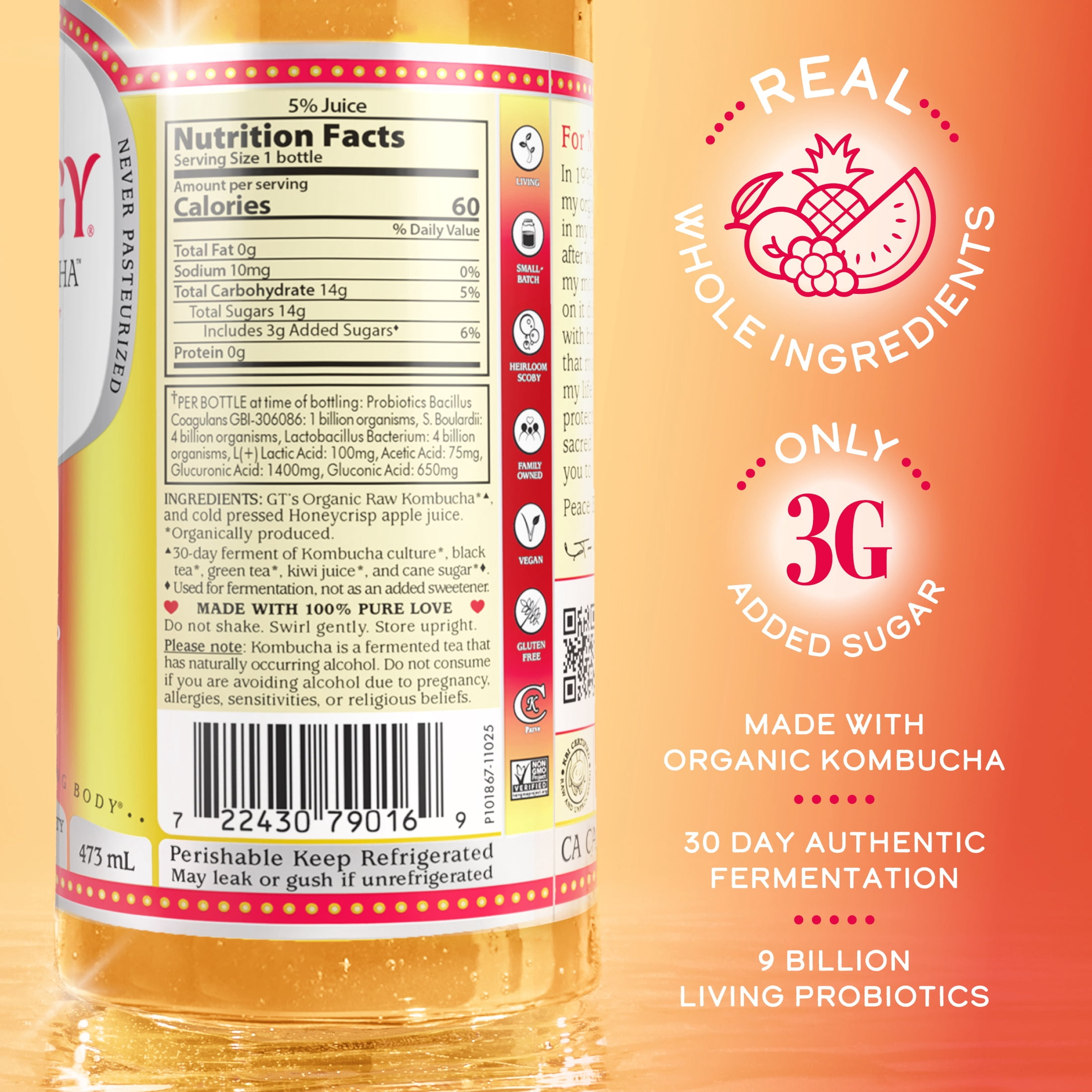 Synergy Honeycrisp Apple Kombucha 16 fl oz