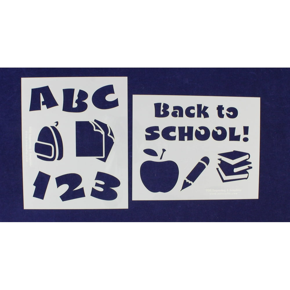 Back To School Stencils - 2 Piece Set - 8 x 10 Inches - Walmart.com ...