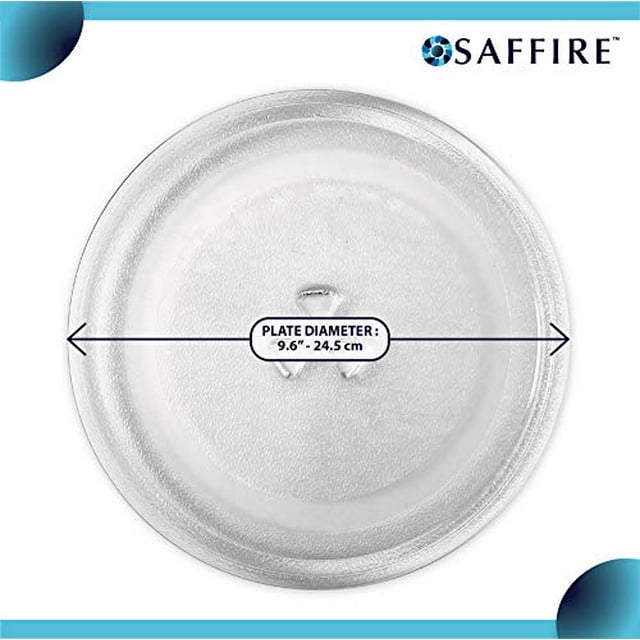 Saffire 9.6" / 24.5cm Small Glass Microwave Plate Replacement Turntable Plate for Small