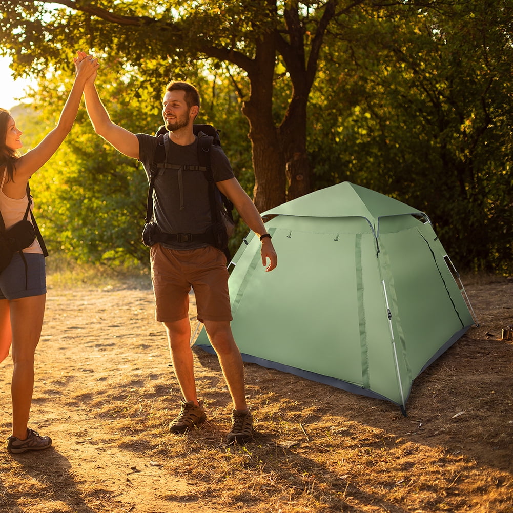 Topcobe Instant Cabin Tent, 4 Person Camping Tent with Carry Bag for Family Camping & Hiking, Ventilation, Green
