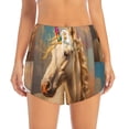 thumbnail image 4 of Lsque Rainbow White Horse Printed Women's Running Shorts with Liner Pockets,Elastic Quick Dry Workout Athletic Gym Yoga Shorts,Womens High Waist Shorts-XX-Large, 4 of 9