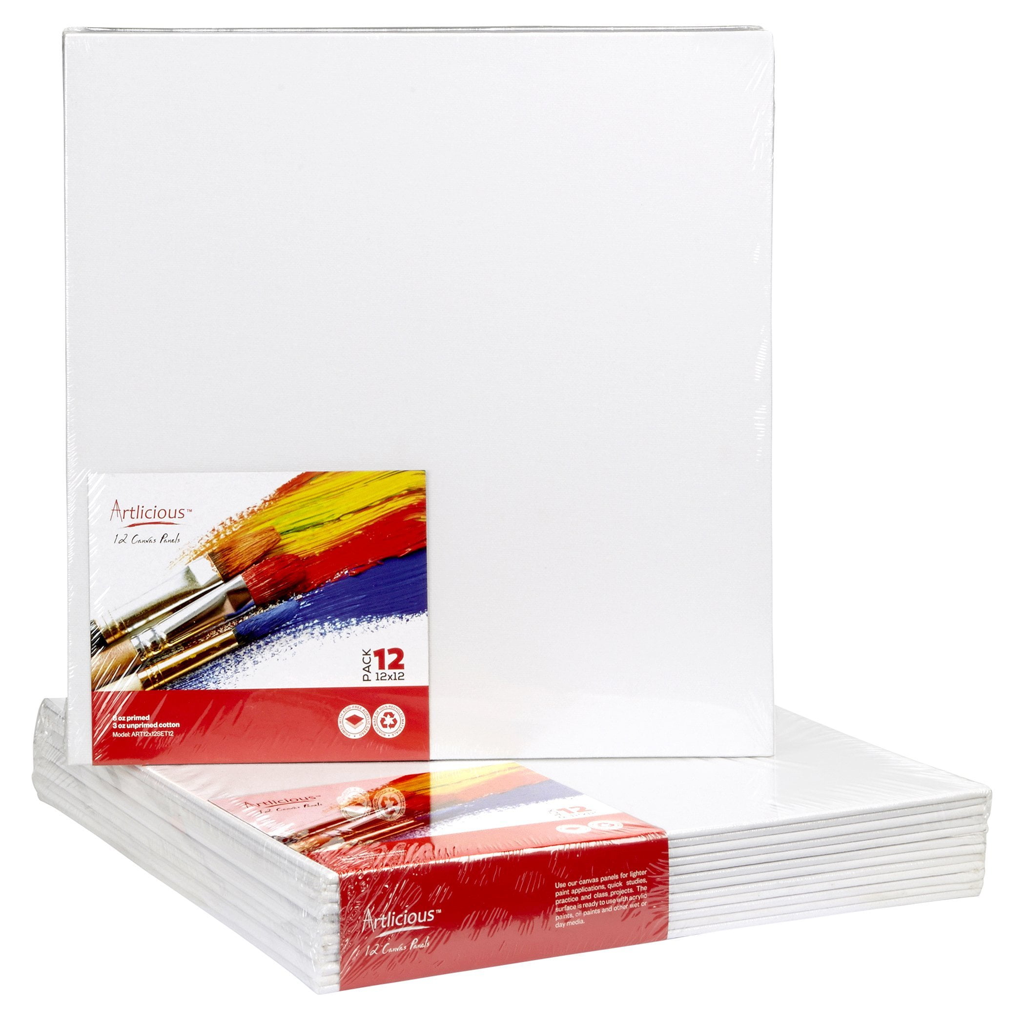 Artlicious Canvas Panels 24 Pack 4X4 Super Value Pack Artist Canvas Boards for Painting 