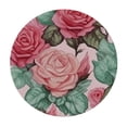thumbnail image 4 of HAOXIT Pink Rose Flower Round ,Stain Resistant Washable Polyester Table Cloth with White, Non Slip Decorative Table Cover for Restaurant Dining Table 42-46, 4 of 8