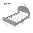 thumbnail image 7 of Full Size Platform Bed Frame with Semi-Circle Shaped Upholstered Headboard, Metal Legs Modern Bed Frame, 7 of 7