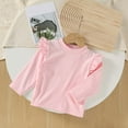 thumbnail image 2 of yocbz Toddler Baby Girls Long Sleeve Basic Layering Casual T Shirt Knit Ribbed Lace Collared Little Kids Casual Fall Tees K,12-18 Months, 2 of 3