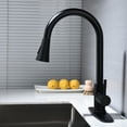 thumbnail image 2 of Izzovium Matte Black Kitchen Faucet with Pull Out Sprayer, 360° Swivel High Arc Stainless Steel Faucet, Single Handle Easy Control, 22.83in Length, 2 of 8