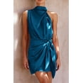 thumbnail image 2 of Vestido PRETTYGARDEN de Satén sin Mangas con Cuello Simulado y Cintura con Lazo Azul Marino XXL, 2 of 8