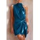thumbnail image 2 of Vestido PRETTYGARDEN de Satén sin Mangas con Cuello Simulado y Cintura con Lazo Azul Marino XXL, 2 of 8