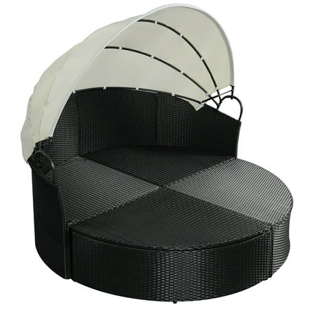Costway Round Retractable Canopy Daybed, Round Patio Chair Canada