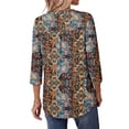 thumbnail image 4 of Fantaslook 3/4 Length Sleeve Womens Tops Dressy Casual Boho Blouses V Neck Pleated Tunic Tops Work Shirts, 4 of 8