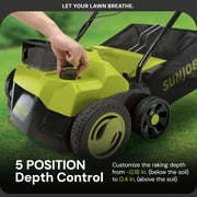 Sun Joe 2x24V Cordless Lawn Dethatcher & Scarifier Yard Machine with Collection Bag, 15-Inch