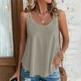 thumbnail image 2 of XIAfhje Tank Tops For Women 2024 Camisole Tops Womens Tops Tank Top Round Neck Solid Color Casual Loose Sleeveless T-Shirts Summer Flowy Spaghetti Strap Tank Top, 2 of 6