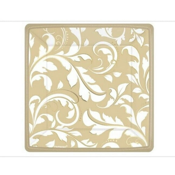 7 Gold Elegant Scroll Square Plates