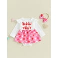 thumbnail image 2 of Suealasg 2Pcs Baby Girl Valentine's Day Outfits 3M 6M 12M 18M Infant Long Sleeve Heart Letter Print Romper Dress Headband Set Spring Valentine-themed Clothing for Newborn Girl, 2 of 9