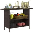 thumbnail image 1 of Outsunny Wicker Outdoor Bar Table, Bar Height Patio Table w/ Shelves, Brown, 1 of 10