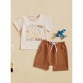 thumbnail image 4 of Toddler Baby Boys Summer Outfits 6 12 18 24 Months 2T 3T Letter Digger Print Round Neck Short Sleeve T-Shirts Elastic Waist Shorts 2Pcs Clothes Set, 4 of 9