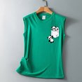thumbnail image 4 of Tops casuales de verano sin mangas para mujer, camisetas sin mangas con estampado de cuello redondo Fridja  qr1688, 4 of 5