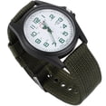 thumbnail image 1 of Reloj de pulsera de cuarzo para hombre, de nailon tejido, estilo deportivo y moderno, con calendario (verde militar)., 1 of 8