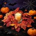 thumbnail image 6 of Dongrere Fall Candle Ring Wreath, Artificial Maple Leaf Candle Ring, Autumn Candle Holder for Thanksgiving Dining Table Mantel Decor, 3 Inch, B, 6 of 6