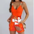 thumbnail image 2 of DHFJKG 2 Piece Sets For Women Summer Boho Outfits Floral Sleeveless Scoop Neck Tank Top High Waisted Shorts With Belt Beach Vacation Clothes Versatile Outfit, 2 of 6
