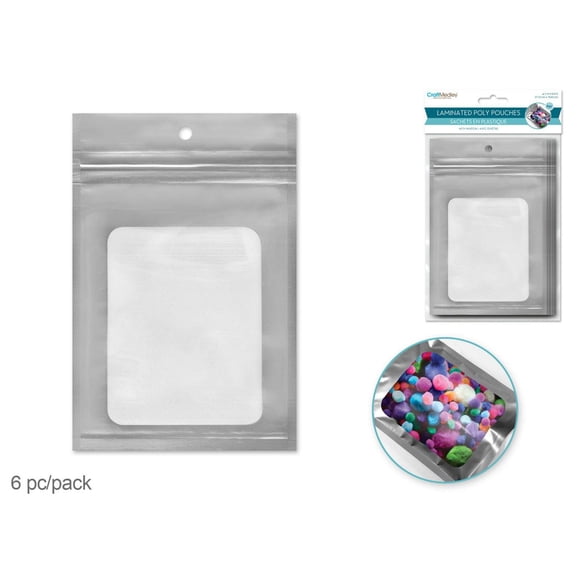 Laminated ZipBag 4.7X6.7 6PC Silver