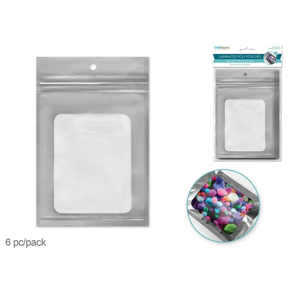 Laminated ZipBag 4.7X6.7 6PC Silver