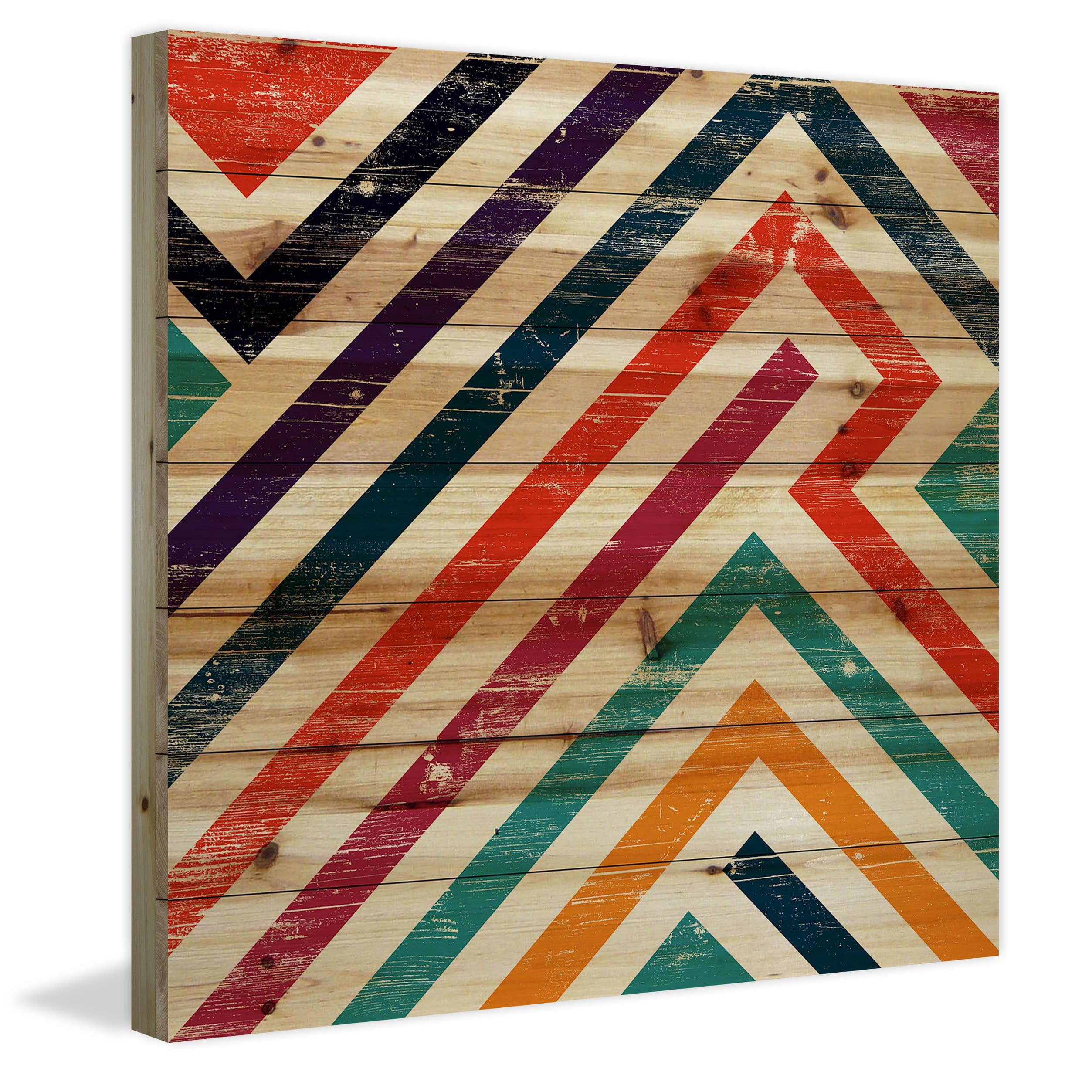"Paths of Color" Painting Print on Natural Pine Wood