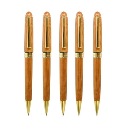 Zeiwohndc 5Pcs Journal Business Bamboo Wood Pens Signature Pens Ballpoint Pens Handcraft