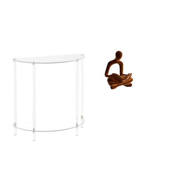 Mesita de noche de acrílico,Mesa auxiliar de acrílico transparente Mesa auxiliar transparente en capas,Mesa pequeña de acrílico,mesita de noche pequeña,compacta,Figura de pensador
