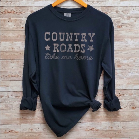 COUNTRY ROADS TAKE ME HOME Graphic Garment dyed T-Shirt