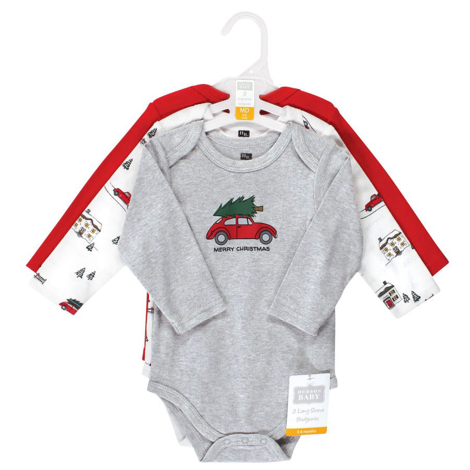 Hudson Baby Cotton Long-Sleeve Bodysuits, 3- Pack, Newborn- 24 Months