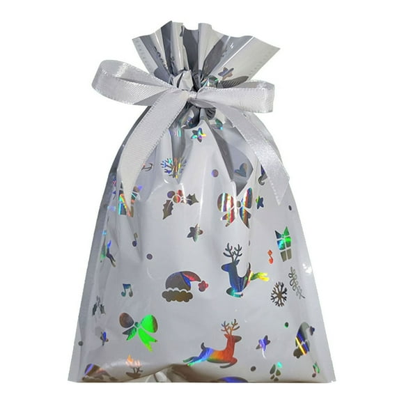 Décoration de Noël Sac à Bonbons à Cordon Pochette Cadeau en Plastique pour Fêtes 16Cm X 24Cm 630 Po X 945 Po Couleur