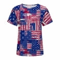 thumbnail image 4 of QLEICOM Womens 4th of July Tops Independence Day Popular American Flag Printed T-shirt Flag Printing Round Neck Print Summer Loose Fitting Tee Tops Blouses Blue XL, 4 of 6