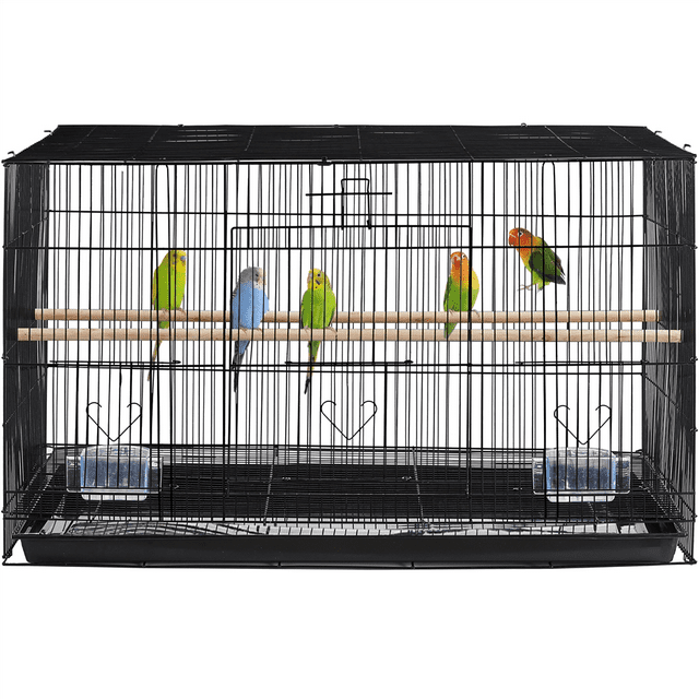 Yaheetech Flight Cage with Slide-out Tray & Wood Perches for Small birds, Black