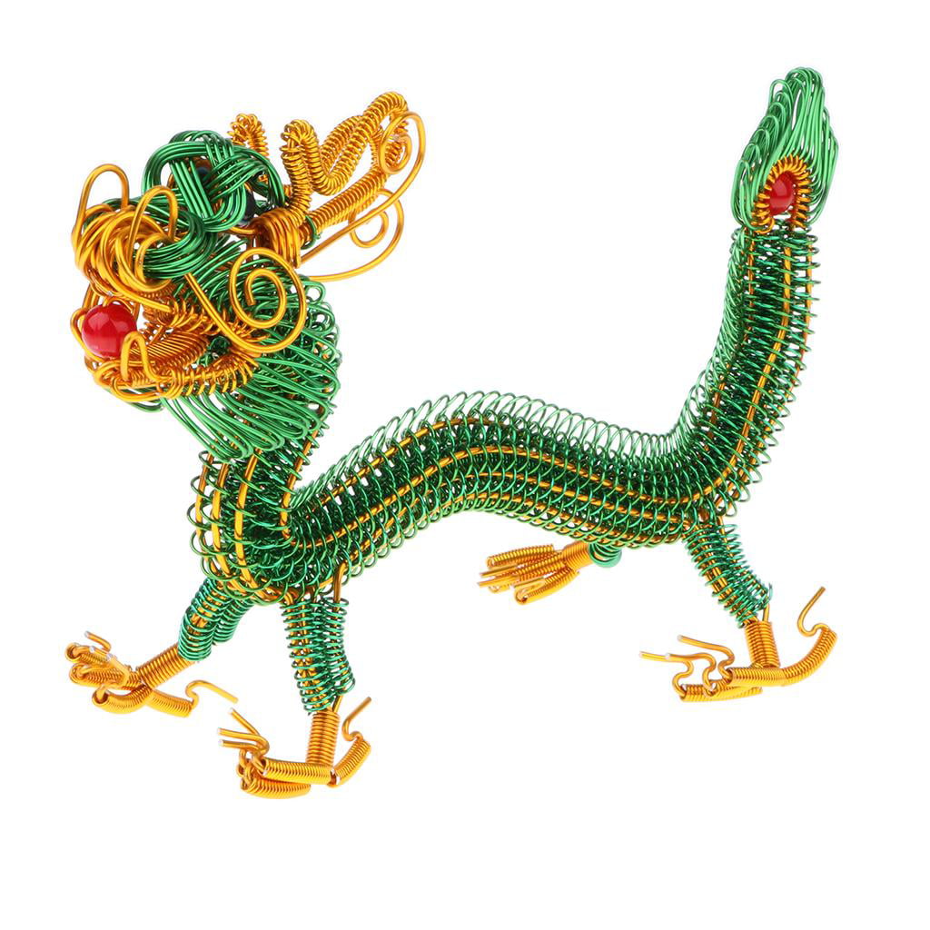 Green Handcrafted Chinese Dragon Model Metal Crafts Desk Ornament 