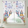 thumbnail image 2 of Easter Gnomes Bunnies Swag Valances for Windows, Kitchen Curtains 36 Inch Length 2 Panels Set, Spring Easter Eggs Floral Leaves Short Curtains for Small Windows Rod Pocket Cafe Curtains 28"x36", 2 of 8